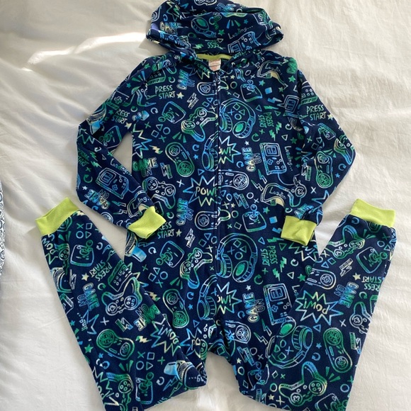 Cat & Jack cozy soft fleece onesie zip-front lounge/ pajamas - size medium 8/10 - Picture 2 of 5